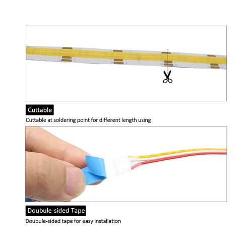 COB LED Light Strip 12V 24V 608 Diodes CCT Dimmable High Density Flexible Ribbon - Picture 14 of 30