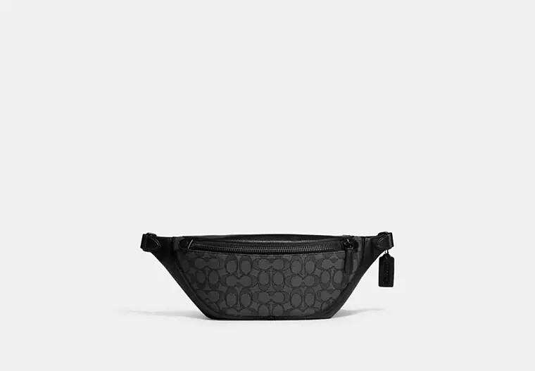Coach Warren Belt Bag In Signature Canvas - Charcoal Black F78777