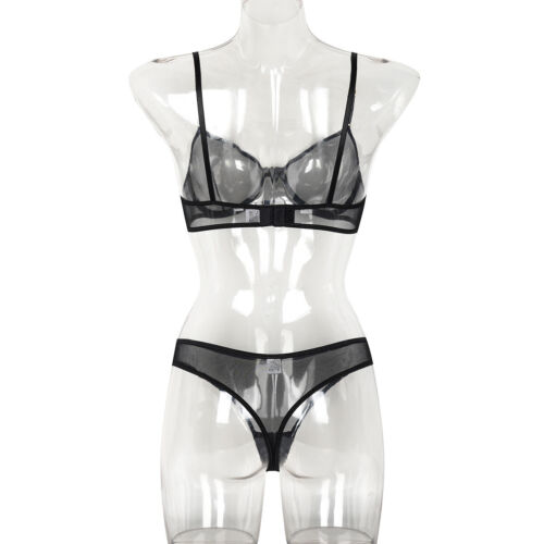 Sexy Womens Mesh See Through Bra Thong Lingerie Knicker Underwear Sets Nightwear - Picture 23 of 43