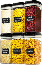 Airtight Food Storage Containers with Lids - 6 PC BPA Free Clear Plastic Cereal