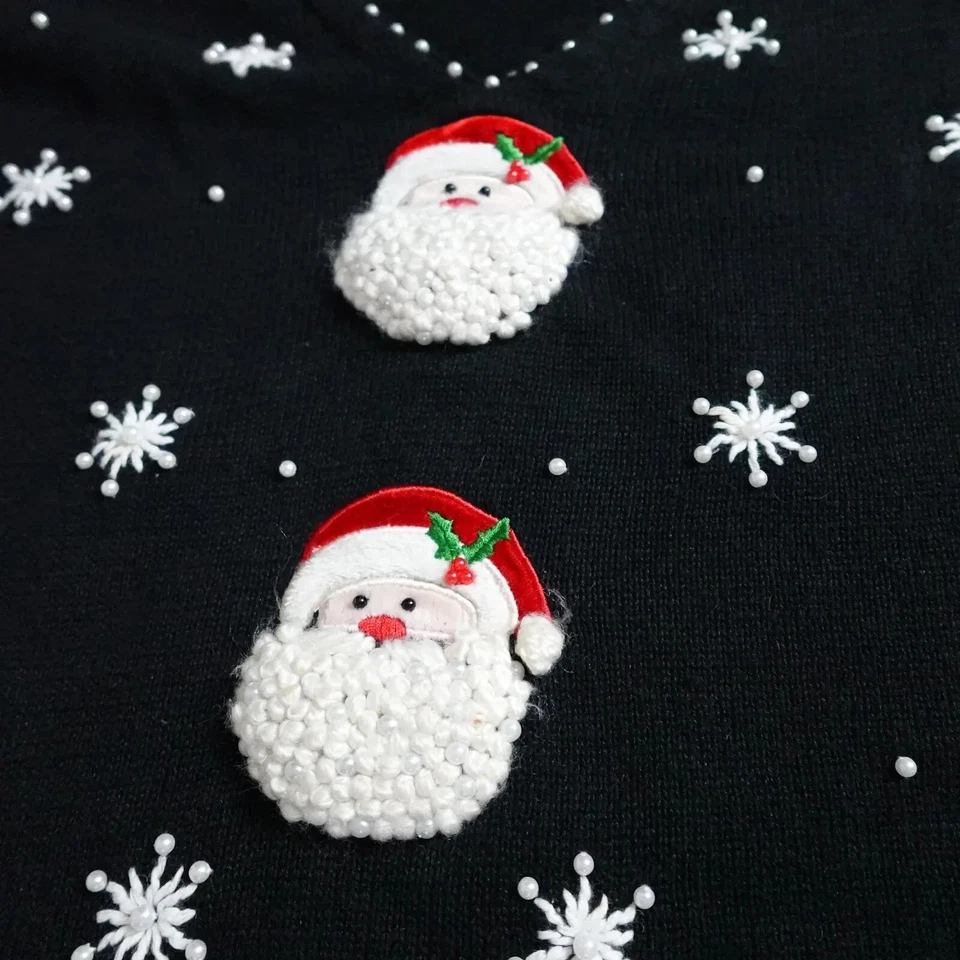 Mandal Bay圣诞丑陋毛衣女式XL黑色3/4袖旅行 — 第 3/4 张图片