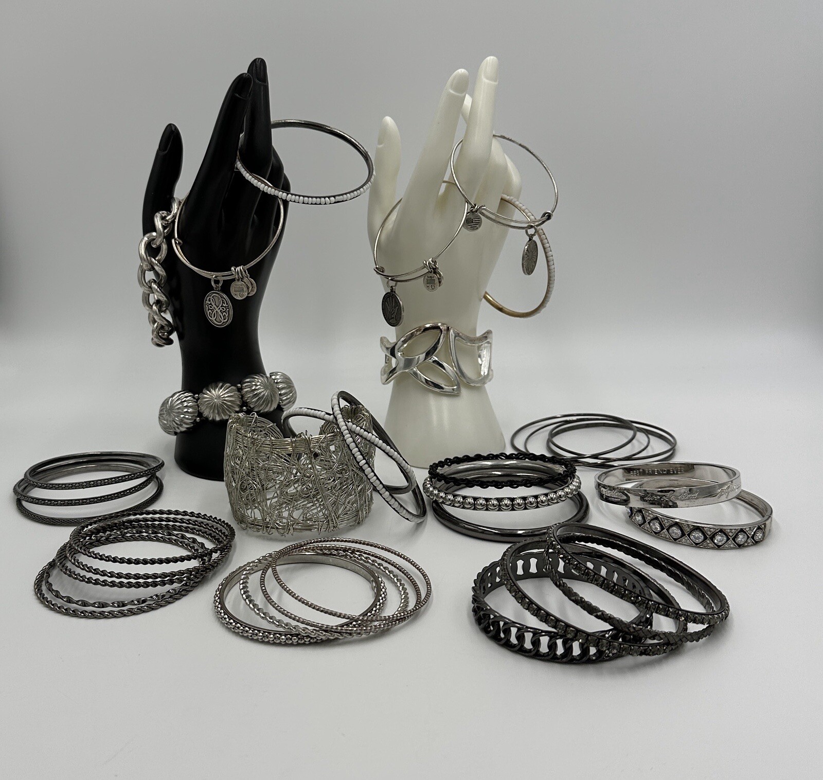 Assorted Silver Tone Fashion Bangle Cuff Bracelet… - image 1