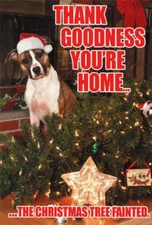 Tree Fainted Dog Funny Nobleworks Christmas Card