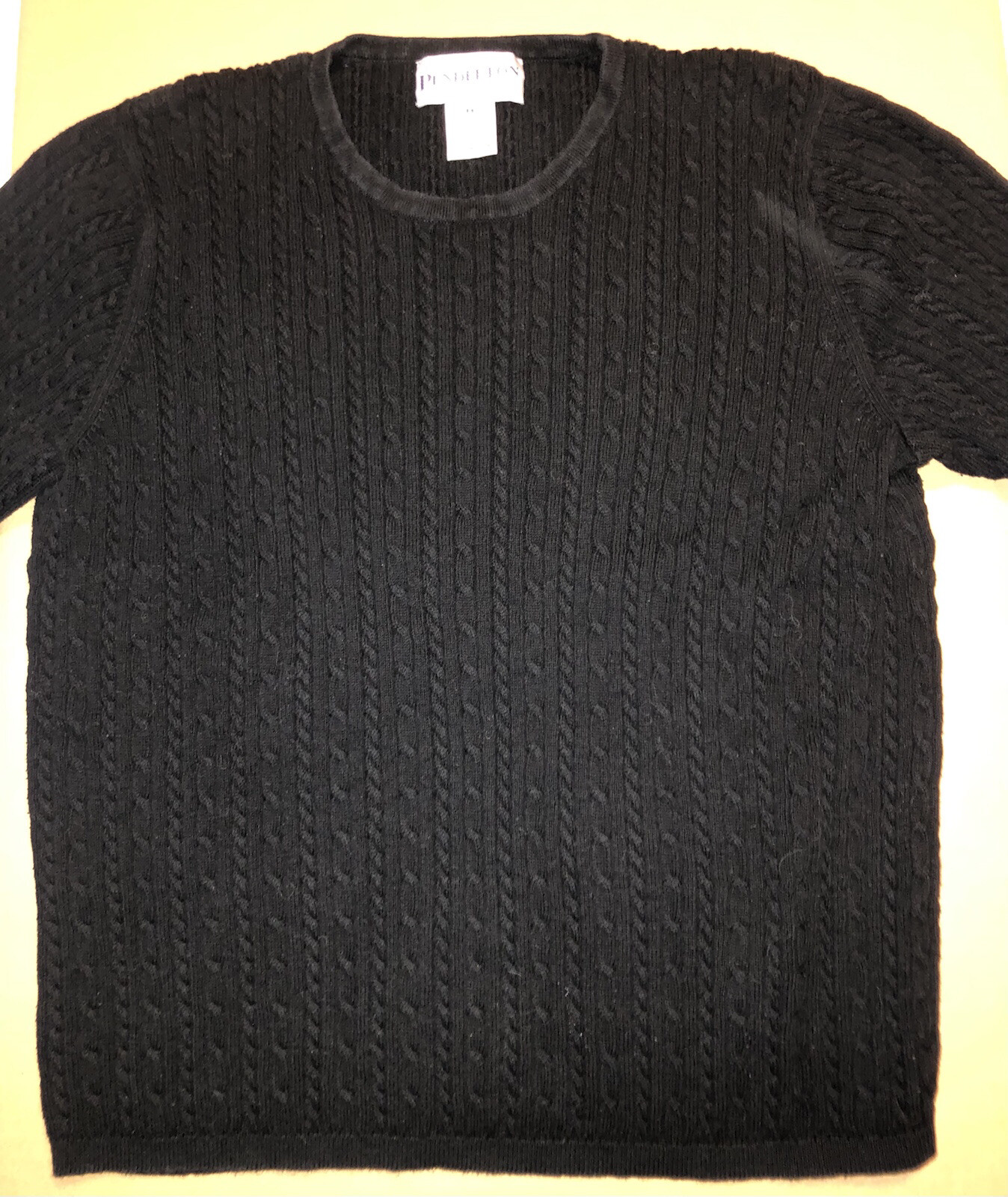 Pendleton Knit Top Medium Black Short Sleeve - image 1
