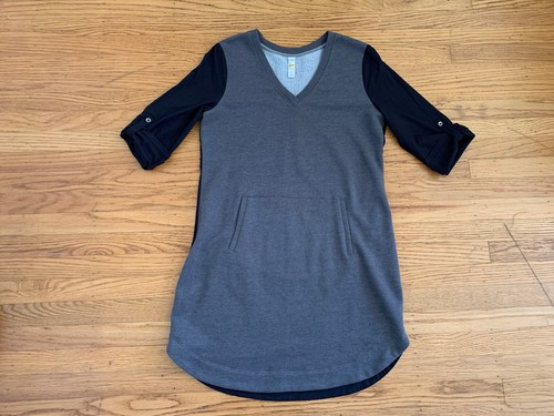v-neck tab sleeve tunic dress 
