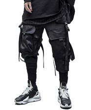 Niepce Streetwear Pants Techwear Matte Black Men Tech Cyberpunk Joggers