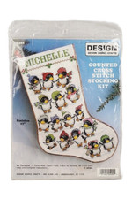 Design Works Christmas Skating Penguins Stocking Counted Cross Stitch Kit