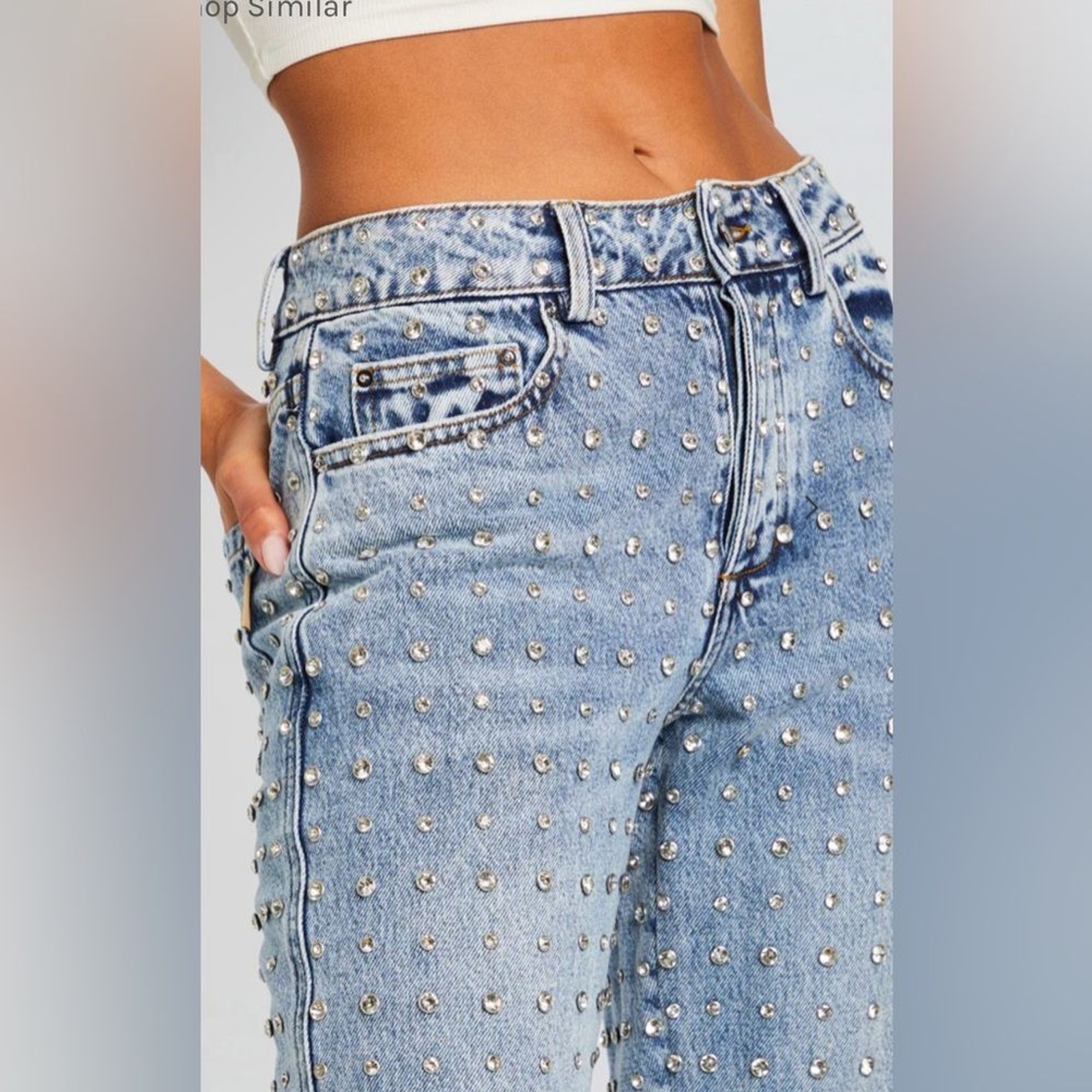 RRP US$1,698 NEW Retrofete Vero embellished denim pants US26 image 4