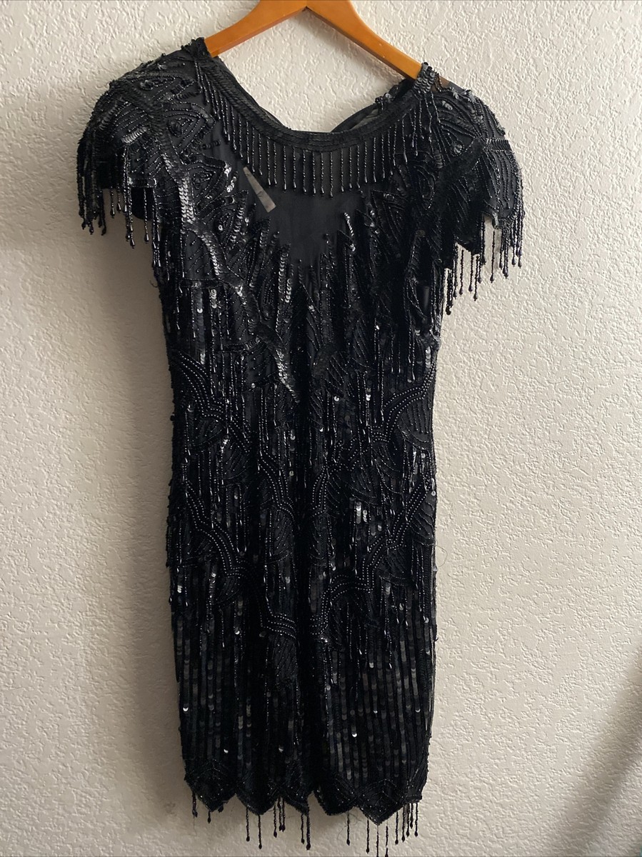 laurence kazar new york beaded dress Vintage Sequin Formal Cocktail Dress~S Silk T12 exc_new Possibly the most popular Color:Off-White