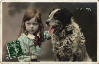 CPA AK Dog with a Girl - Deux Amis DOGS (1388368)