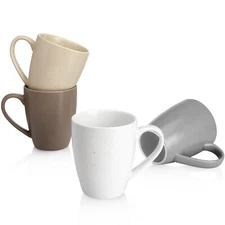 Porcelain Coffee Mugs - 16 Ounce Top to the Rim for Coffee Tea Cocoa Set of 4...