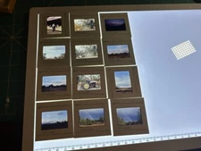 Vintage Slides 70's Farm Sunrise Sunset Feed Bag Tractor Nut Rainbow
