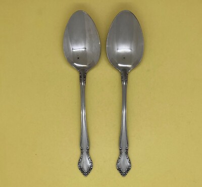 2 CONTINENTAL CSS7 GLOSSY STAINLESS FLATWARE FLORAL PLACE/OVAL SOUP SPOONS 7.25''