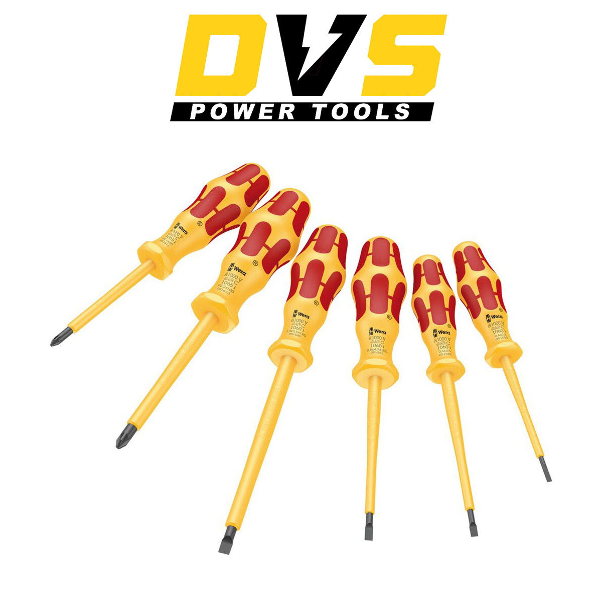 Wera 051576 6 Piece Kraftform VDE Insulated Screwdriver Set Slotted Pozi SL PZ