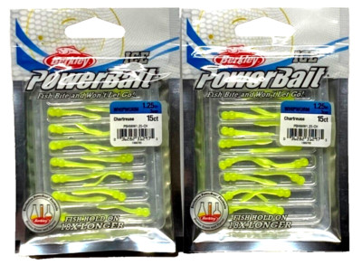 2 PACKS Berkley ICE PowerBait 1.25'' Whipworm Chartreuse 15 Count PBHIWW1.25-CH