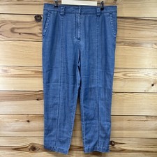 Talbots Tie Waist Ankle Chino Pants 14 Lyocell Linen Cotton Straight Leg B157