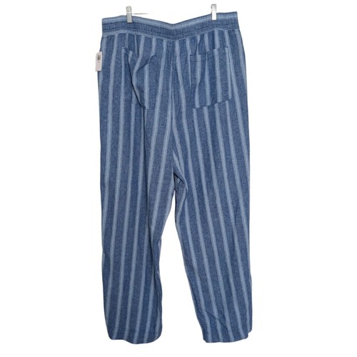 NEW Old Navy Stripe Wide Leg Pants Womens Size XL Tall Blue Comfort Waistband - Picture 7 of 11