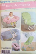 Simplicity Sewing Pattern 4636 Baby Accessories Covers Car Seat Shopping Cart UC