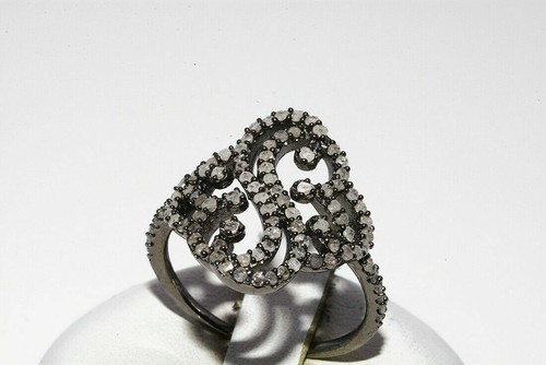 1.00CT NATURAL ROUND CUT WHITE DIAMOND COCKTAIL SILVER RING SIZE 8.5 - Picture 5 of 8