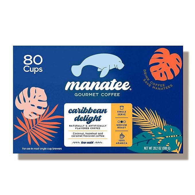 Manatee Gourmet Coffee Caribbean Delight Blend 80 to 240 K cups Pick Any Size