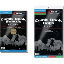 BCW Resealable Thick Comic Book Bags (Modern/Current) and Boards (100 Pack) New