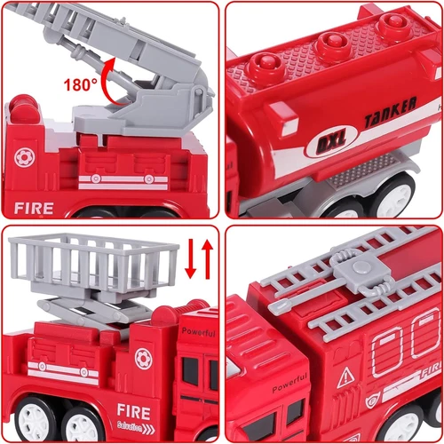 4 Stück Kinder Spielzeug Auto Geschenk Rückzug Technik Feuerwehr LKW Sanitärfahrzeug - Bild 26 von 29