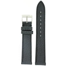 Watch Band Black Metallic Leather Padded Built-In Spring Bars 12mm-20mm