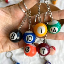 Pool Ball Keychain, Miniature Lucky Ball 8 Billards Keyring, Vintage Party Gifts