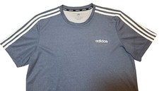 Adidas Drifit Climalite Aeroready Blue/Gray T-shirt 3 Stripe Men s L TEE16
