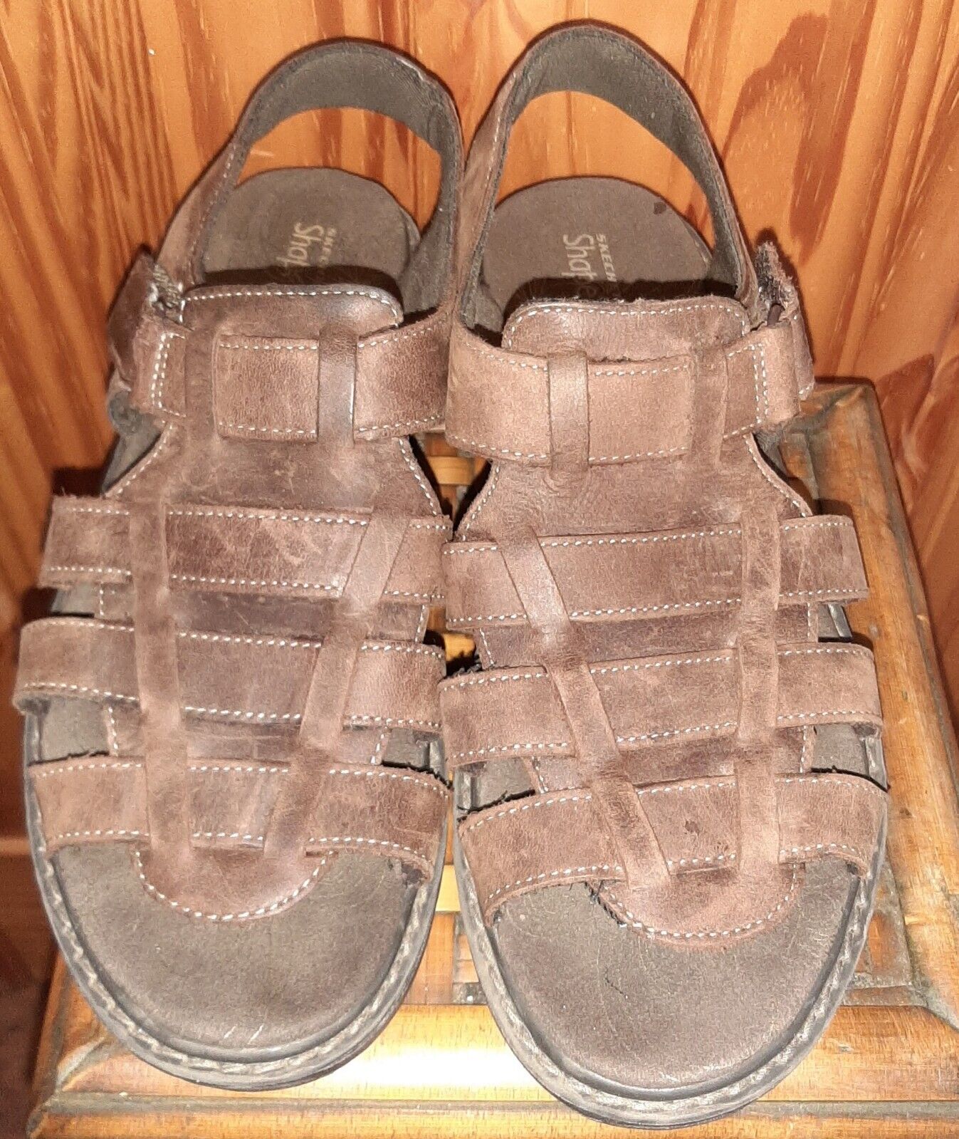 Skechers Shape Sandals Women's Brown Leather Toning Walking eBay