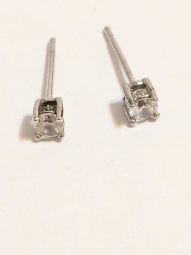 Sterling Silver 925 Glass Prong Set Stud Earrings. Classic. 1/8". Small - Picture 4 of 12