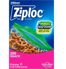 Ziploc® Brand Snack Bags with Grip 'n Seal Technology, 200 Coun