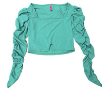 Vanessa Martinez Green Solid Square Neck Ruched Ribbed Crop Top, Maternity S