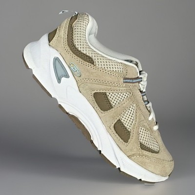Dr. Scholls Womens Aster Gel Cushion Leather Athletic Beige Walking Sneakers, 8W