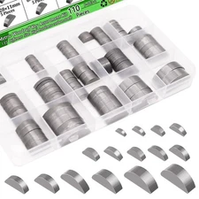 Ruibapa 110PCS Metric Woodruff Key Assortment Kit 15 Sizes Carbon Steel Woodr...