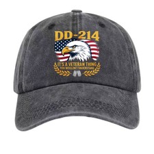 Unisex DD-214 It's A Veteran Thing Eagle Flag Vintage Washed Adjustable Cap Hat