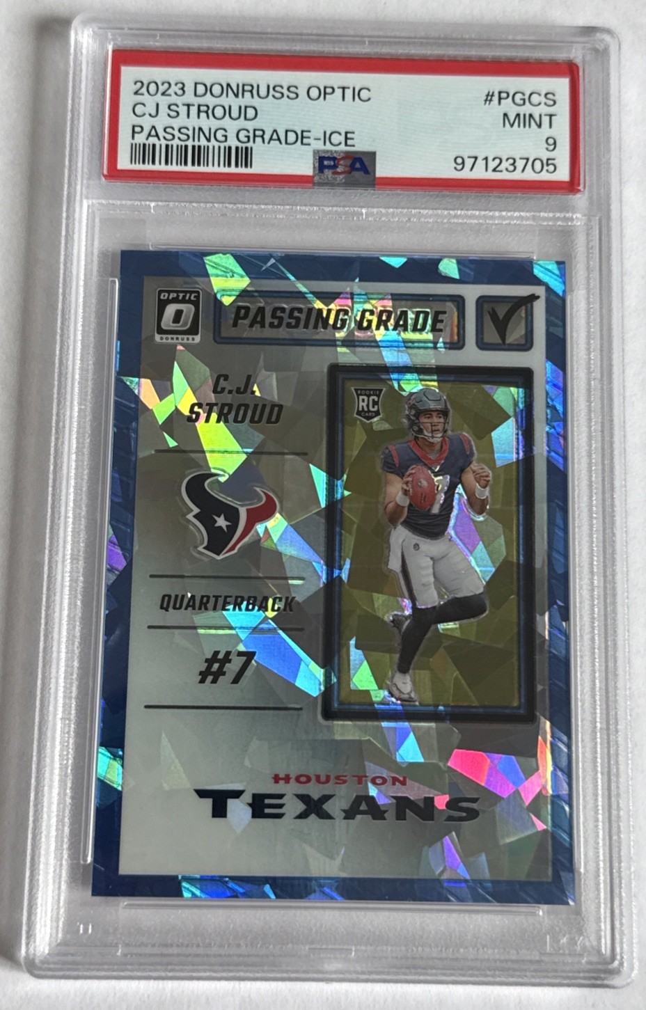 2023 Panini Donruss Optic CJ Stroud Passing Grade Ice RC /15 PSA 9 MINT