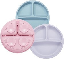 Toddler Plates, Silicone Divided Suct Plate for Babies,