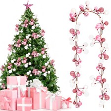 6 Ft Christmas Ball Garland Ball Ornaments Pink White Bauble Garland, Shatter...