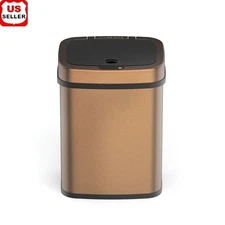 Touchless Motion Sensor Trash Can Automatic Waste Bin Stainless Steel Indoor Use