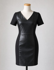 Espirit Faux Leather Panel Dress Size: US 12 Color: Black