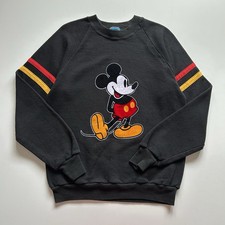 Vintage Mickey Mouse Sweatshirt Mens Medium Black 80s Disney Crewneck USA Made
