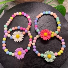 4 PC Child  s Kid Beaded Stackable 2  Diameter Plus Stretch Bracelet Set B822