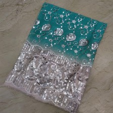 Ethnic Indian Dupatta Long Scarf Sequins Hand Embroidery Georgette Veil Stole L