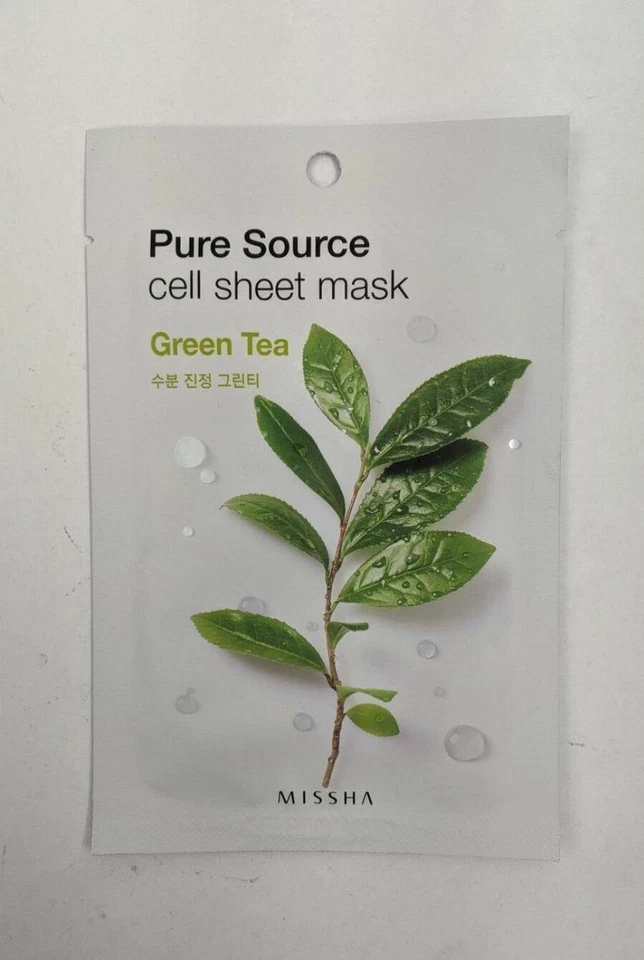 Missha Pure Source Máscara Folha de Chá Verde Coreana Cuidados com a Pele Conjunto de 50 - Imagem 2 de 3