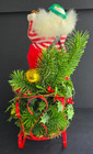 VINTAGE ROC TAIWAN JOLLY ST. NICK SANTA CLAUS SLED GIFTS RIBBON ORNAMENTS 12" — photo 8