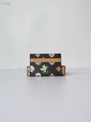 LOUIS Monogram Daisy Flower Card Holder Brown