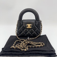 Chanel Kelly Nano Leather Quilted Top Handle Bag Crossbody Black [Duties Paid]