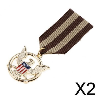 2x USA Flagge Soaring Eagle Medaille Abzeichen Uniform Brosche Anstecknadel patriotisch
