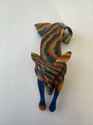 Signed LEA STEIN Tie Dye Swirl FOX Paris BROOCH Pin